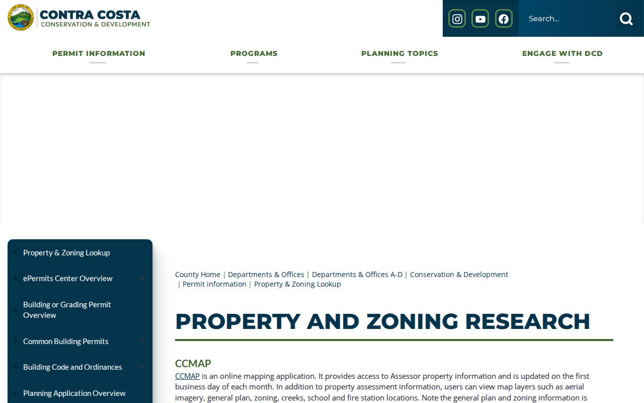 Contra Costa County people search property zoning and CCMAP links