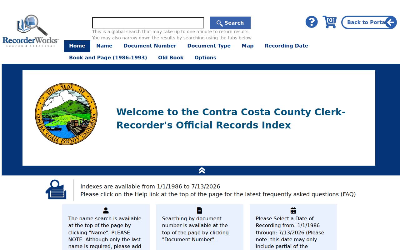 Contra Costa County people search RecorderWorks official records index