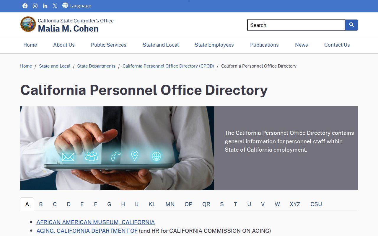 Contra Costa County people directories California Personnel Office Directory