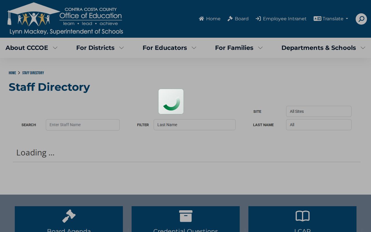Contra Costa County people directories CCCOE staff directory