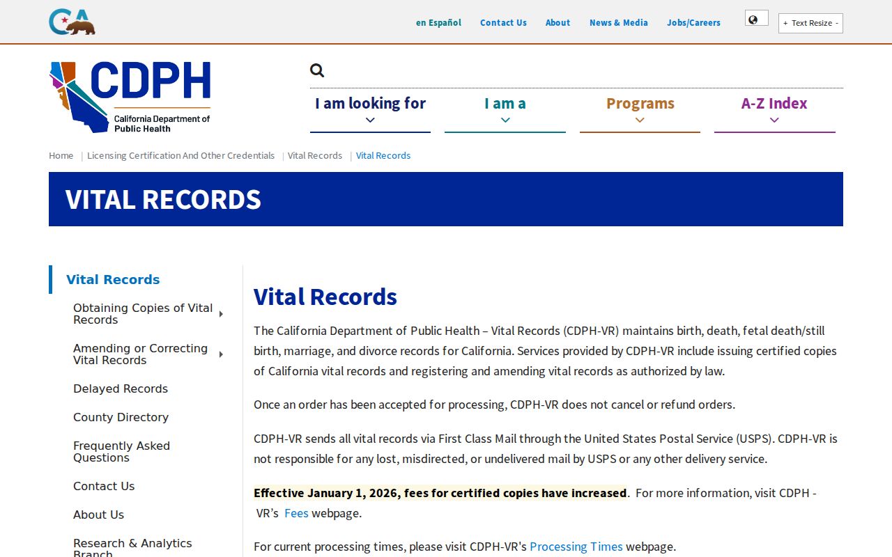 Contra Costa County public records CDPH vital records access hub